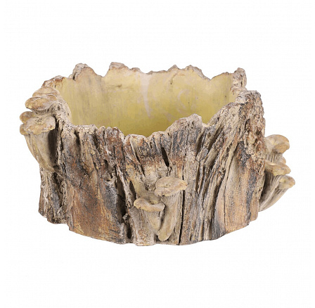 Obal betonový - pařez s houbami, vel. L, hnědý