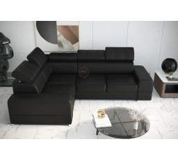 Rohová sedací souprava ROYAL II 280×210 - černá eko kůže , levá
