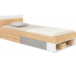 Postel PIXEL PX15 L/P, Dub piškotový/Bílá Lux/Šedá