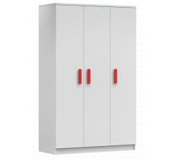 Šatní skříň 3D SMYK I - 19, Bílá Mat/Červená