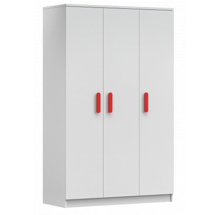 Šatní skříň 3D SMYK I - 19, Bílá Mat/Červená