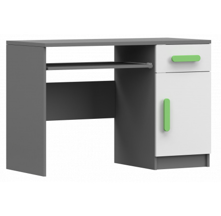 Psací stůl SMYK II - 08, Šedá/Bílá/Zelená