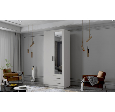 Skříň Arya II 80 - bílá/černé úchytky