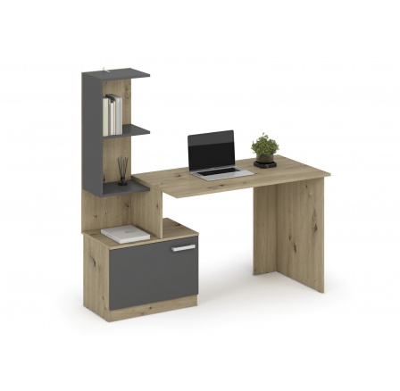Psací stůl MISO, Grafitový/Dub Artisan Psací stůl MISO, Grafitový/Dub Artisan