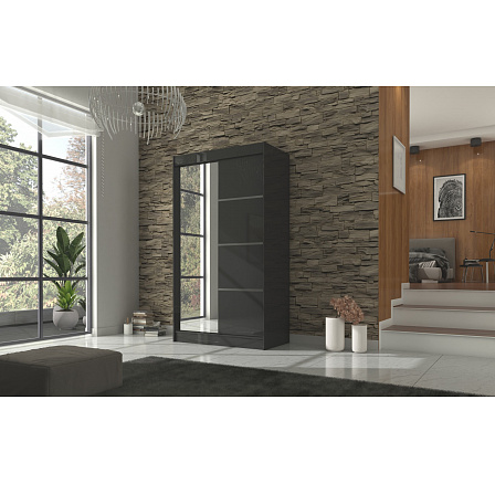 Šatní skříň GILTON 120, Černá/Černá