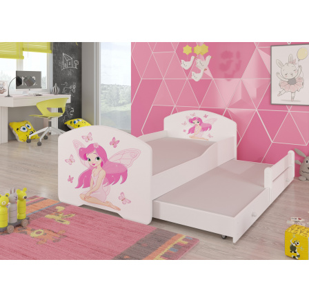 Dvojlůžko s matracemi PEPE II GIRL WITH WINGS 160x80 Bílé