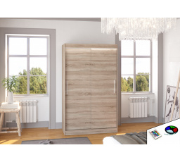 Posuvná skříň s LED osvětlením COLLIN 120 Truffle+Truffle