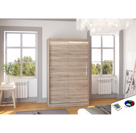 Posuvná skříň s LED osvětlením COLLIN 120 Truffle+Truffle Posuvná skříň s LED osvětlením COLLIN 120 Truffle+Truffle