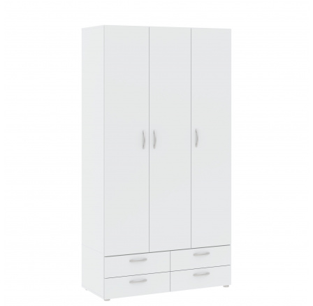 Šatní skříň BASIC 3D4S, Bílá