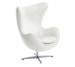 Křeslo Vejce bílá kůže 01 Premium