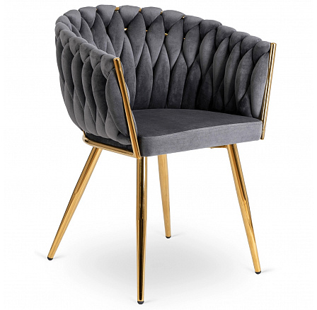 Židle CAPI Šedá Pletená Sametová Židle CAPI Šedá Pletená Sametová