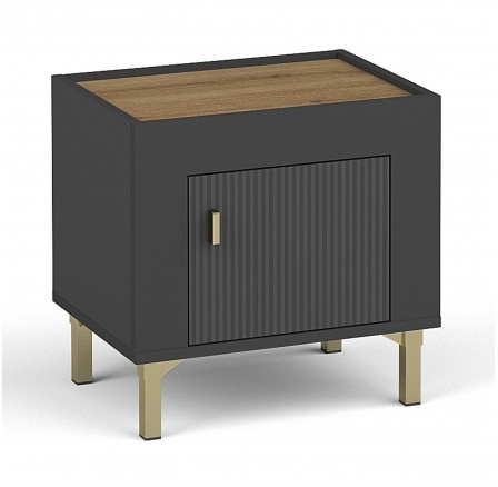 Noční stolek MOSSA MO11, Dub Whisky/Černý mat Noční stolek MOSSA MO11, Dub Whisky/Černý mat