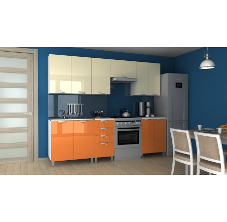 Kuchyňská linka Korry MDR 240/180 vanilka/oranžový lesk