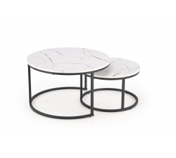 Konferenční stolky JAVA sada,, bílý mramor / černá