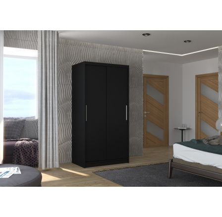 Šatní skříň s posuvnými dveřmi ASTEN 100 Černá+Černá