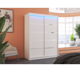 Posuvná skříň s LED osvětlením LUFT 150 Bílá+Bílá
