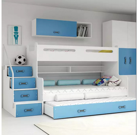 Dětská patrová postel MAX 3 Modrá bez matrace 120 X 200