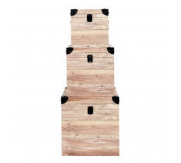 Sada 3 úložných boxů s efektem dřeva