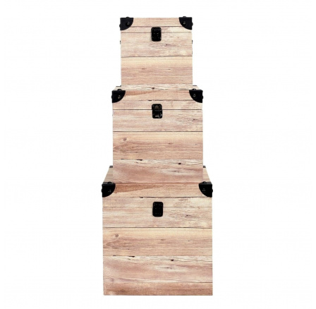 Sada 3 úložných boxů s efektem dřeva