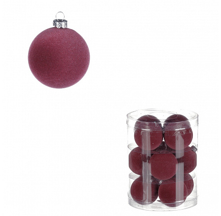 Kulaté sametové ozdoby - pr. 5 cm, fialové, cena za balení (12 ks)