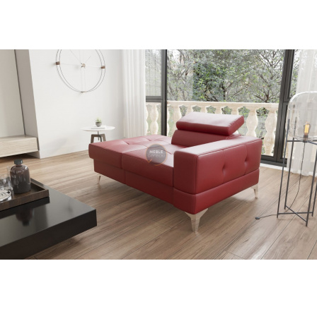 Sofa lenoška TOSCANIA 135 cm přírodní kůže - červená kůže, levá strana