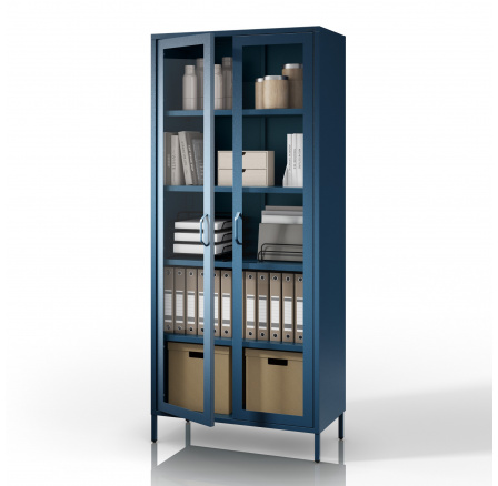 Prosklená vitrína modrá Moderní ANGELO 800 x 1850 x 450 mm