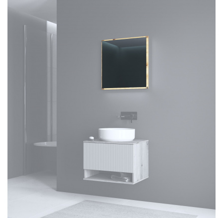 Zrcadlo AVIOLA 60 + LED osvětlení, dub artisan