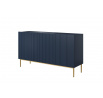 Komoda Nicole, MDF tmavě modrá / zlaté nohy