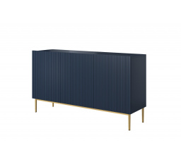 Komoda Nicole, MDF tmavě modrá / zlaté nohy