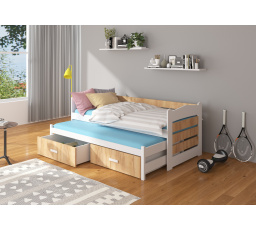 Dvojlůžko TIARRO 180x80 Bílá+Dub Zlatý