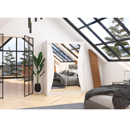 Posuvná skříň se zrcadlem MAX 150 Bílá+Bílá