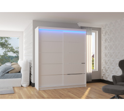 Šatní skříň s posuvnými dveřmi a LED osvětlením SPECTRA 180 Bílá+Bílá