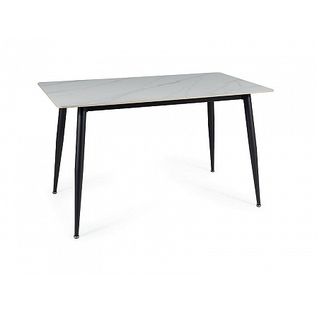 Jídelní stůl RION 130, efekt bílého mramoru/Černý mat
