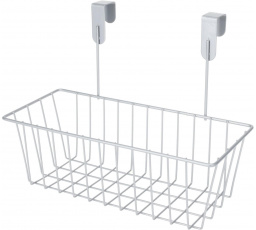 Kovový koš se 2 háčky na dveře šedý