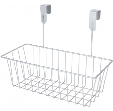 Kovový koš se 2 háčky na dveře šedý