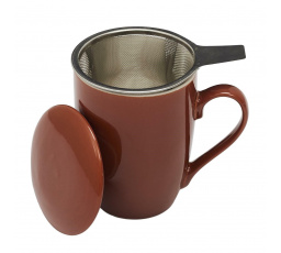 Hrnek Mira oranžový s louhovačem a víčkem
