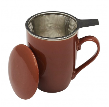 Hrnek Mira oranžový s louhovačem a víčkem