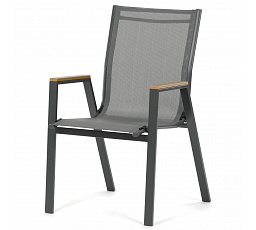 Zahradní židle, kov, síťovina, šedá, AZC-S1050 GREY