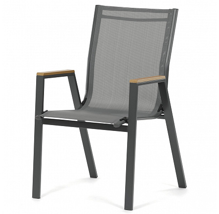 Zahradní židle, kov, síťovina, šedá, AZC-S1050 GREY