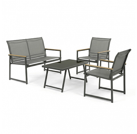 Zahradní sestava, síťovina, šedá, AZS-S1212 GREY