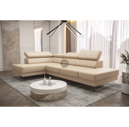 Rohová sedací souprava EMPORIO MINI 300x180 přírodní kůže - levá, Béžová kůže