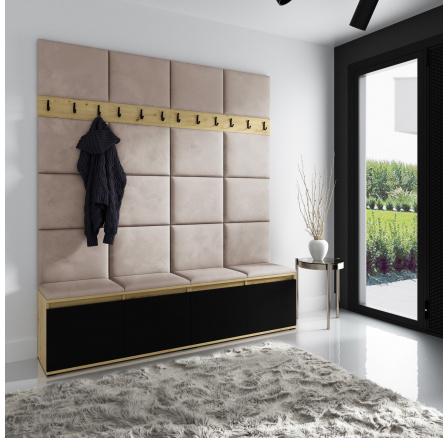 Předsíňová stěna EMI 4, Trinity 02/Artisan+černá Předsíňová stěna EMI 4, Trinity 02/Artisan+černá