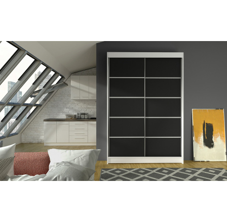 Šatní skříň LINORA IV 120, Bílá/Černá Šatní skříň LINORA IV 120, Bílá/Černá