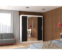 Posuvná skříň se zrcadlem DALLAS 180 Bílá+Černá