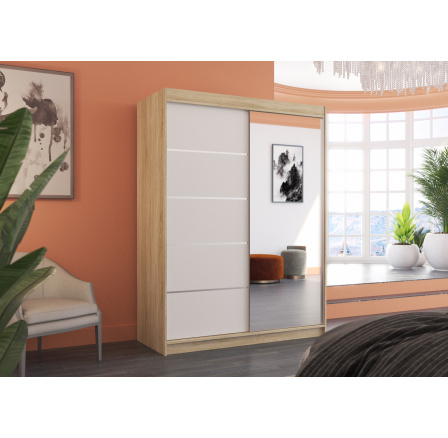 Posuvná skříň se zrcadlem LIMBO 150 Sonoma+White