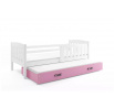 Dětská postel KUBUS s přistýlkou 80x190 cm, s matracemi, Bílá/Růžová
