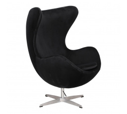 Křeslo Vejce Velvet černé/stříbrná základna