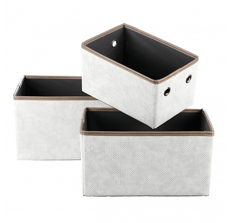 Koš látkový - skládací, krémový, cena za sadu 3 ks