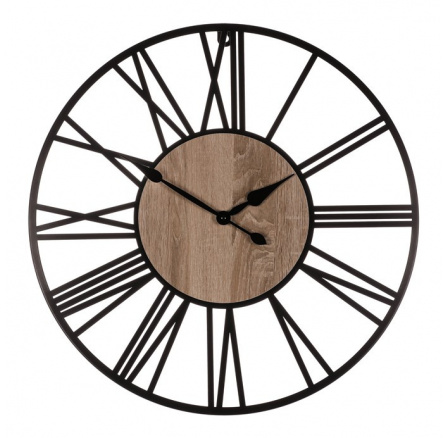 Hodiny nástěnné - velké římské číslice, kovové, černé, 60 cm