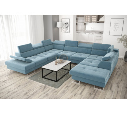Rohová sedací souprava GALAXY MAX I s funkcí spaní 280x350x225 - modrá, levá